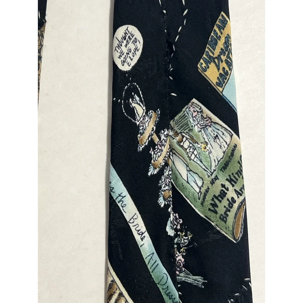 Vintage 1995 Nicole Miller Father of the Bride Wedding Theme Silk Neck Tie
